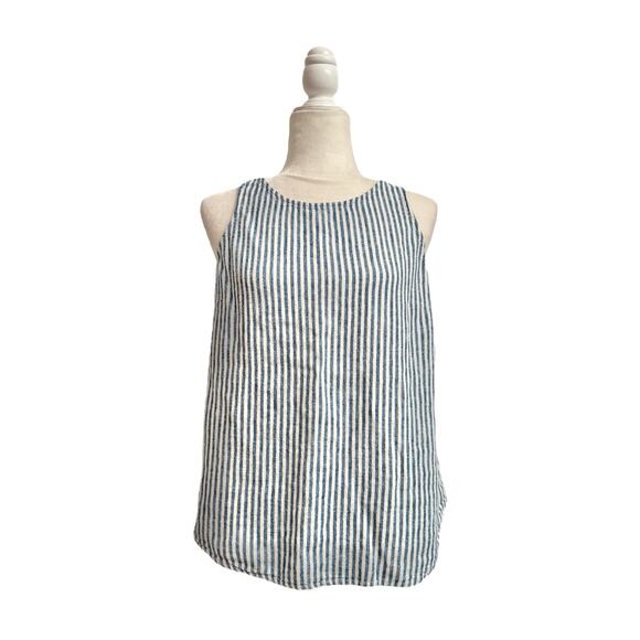 Universal Thread Women Blue and White Stripe Linen Sleeveless Tunic Top Size MED - Picture 2 of 9